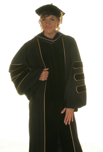 doctoral gown with piping