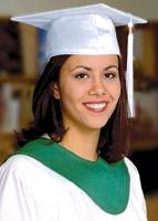 White High School Graduation Cap and Gown and Tassel with Green Stole